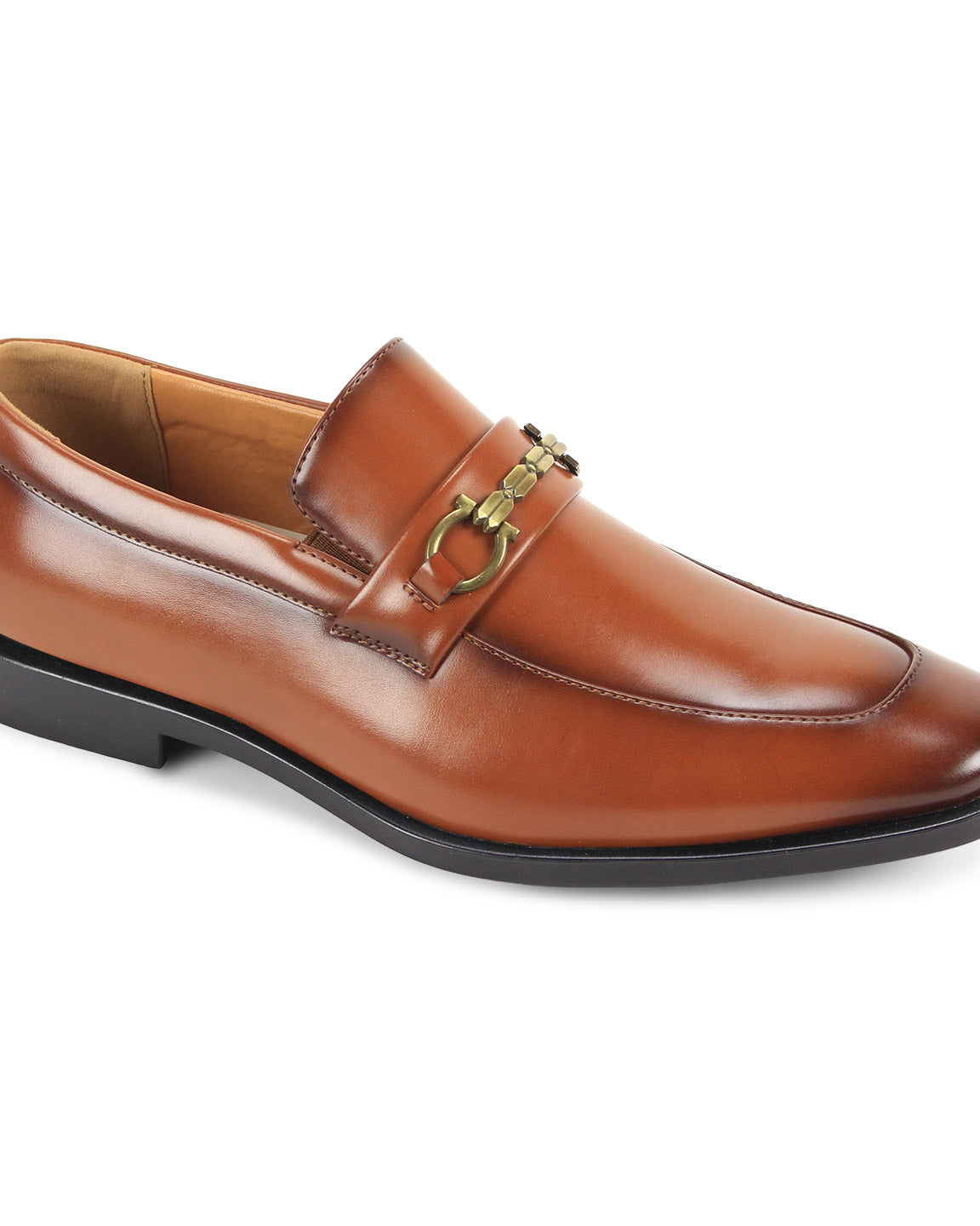 Men’s cognac moc-toe bit slip-on dress loafer