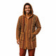 Men’s Brown Patterned Wool Blend 3/4 Hooded Jacket