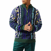 Men’s Teal Green Geometric Knit Quarter-Zip Pullover Sweater by Stacy Adams