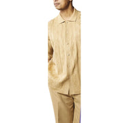 Cursa Collection: Men's Tone-on-Tone Short Sleeve Set in Khaki