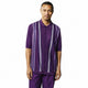 Men’s 2 Piece Short Sleeve Set with Geometric Pattern - Purple