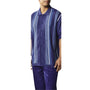 Vardos Collection: Men's Navy 2-Piece Short Sleeve Set with Vertical Textured Stripes
