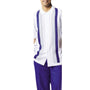 Vardos Collection: Men's Royal Blue & White 2-Piece Short Sleeve Set with Vertical Textured Stripes