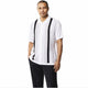 Black & White Vertical Textured Stripe Short Sleeve Walking Suit
