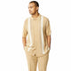 Khaki Vertical Textured Stripe Short Sleeve Walking Suit
