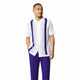Royal Blue Vertical Textured Stripe Short Sleeve Walking Suit