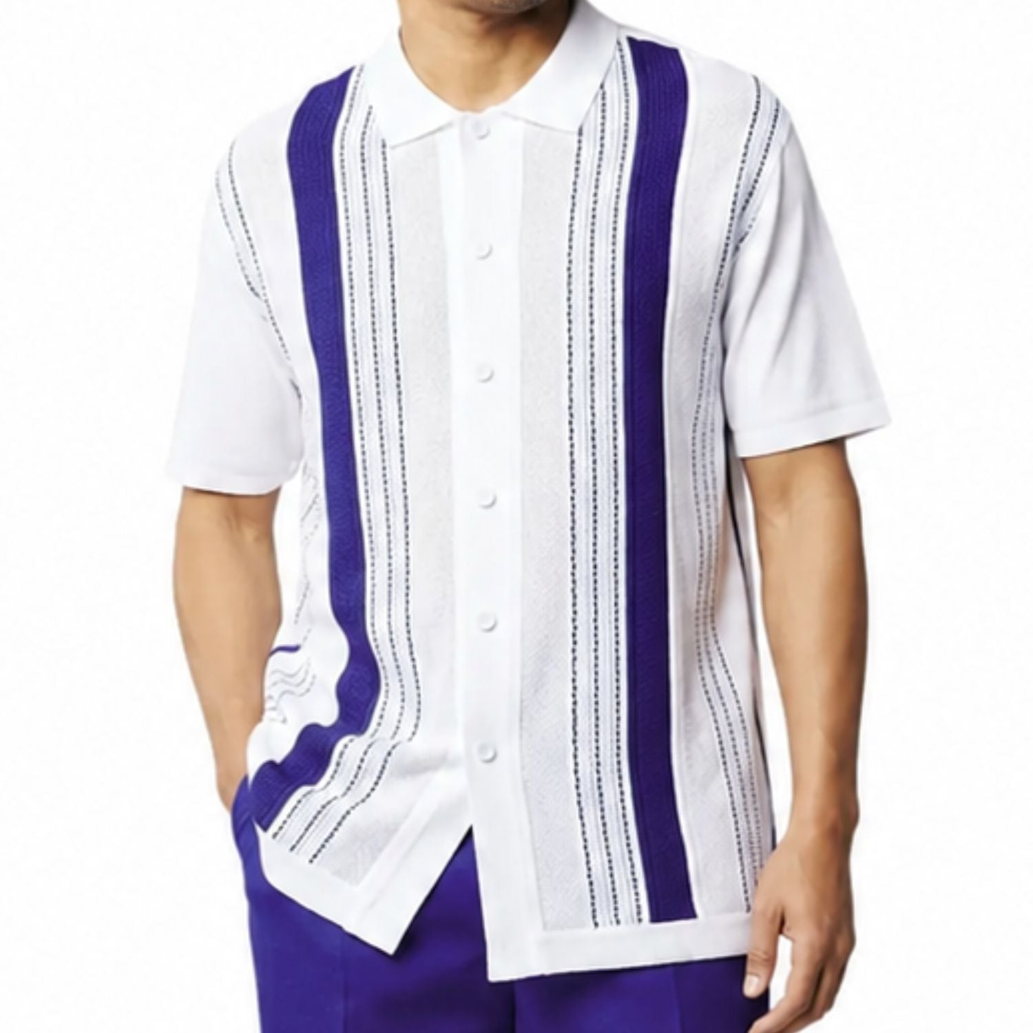 vertical textured stripe detail royal walking suit shirt