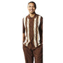 Andromis Collection: Men's Brown 2-Piece Short Sleeve Set with Vertical Geometric Stripes