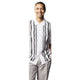Andromis Collection: Men's Grey 2-Piece Short Sleeve Set with Vertical Geometric Stripes