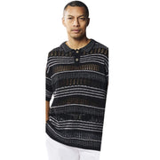 Stacy Adams Black Fancy Crochet Short Sleeve Shirt