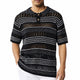 Black Fancy Crochet Short Sleeve Shirt by Stacy Adams