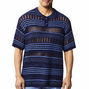 Midnight Blue Fancy Crochet Short Sleeve Shirt by Stacy Adams