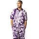 Viridion Collection: Stacy Adams Purple Abstract Knit Polo Shorts Set