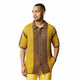 Men’s Brown & Gold Color Block Crochet Knit Shirt