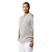 Men's Grey Fashion Knit Short Sleeve Polo Shirt