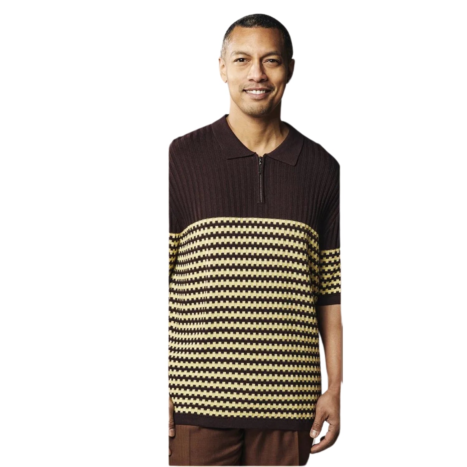Men's Brown Engineered Knit Polo by Stacy Adams – Suits & More
