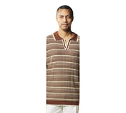 Men's Brown Stacy Adams Striped Dyed Knit Pullover Shirt