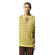 Men's Yellow Stacy Adams Striped Dyed Knit Pullover Shirt