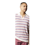 Men's White Stacy Adams Striped Dyed Knit Pullover Shirt