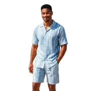 Blue Seersucker Polo and Shorts Set by Stacy Adams