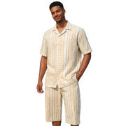 Tan Seersucker Polo and Shorts Set by Stacy Adams