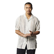 Men's Black Stacy Adams Textured Stripe Fancy Woven Shirt