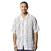 Men's Blue Stacy Adams Textured Stripe Fancy Woven Shirt