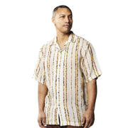 Men's Gold Stacy Adams Textured Stripe Fancy Woven Shirt