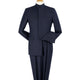 Navy Blue Mandarin Collar Classic Fit Clergy Suit with Pleated Pants