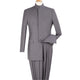 Light Grey Mandarin Collar Classic Fit Clergy Suit with Pleated Pants