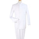 White Mandarin Collar Classic Fit Clergy Suit with Pleated Pants