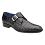 Belvedere Angelo Genuine Caiman Crocodile Monk-Strap Shoe in Black