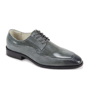 Men's Gray Embossed Leather Moc Toe Lace-Up Dress Shoes