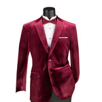 Countess Collection: Wine Velvet Solid Color Single Breasted Regular Fit Blazer