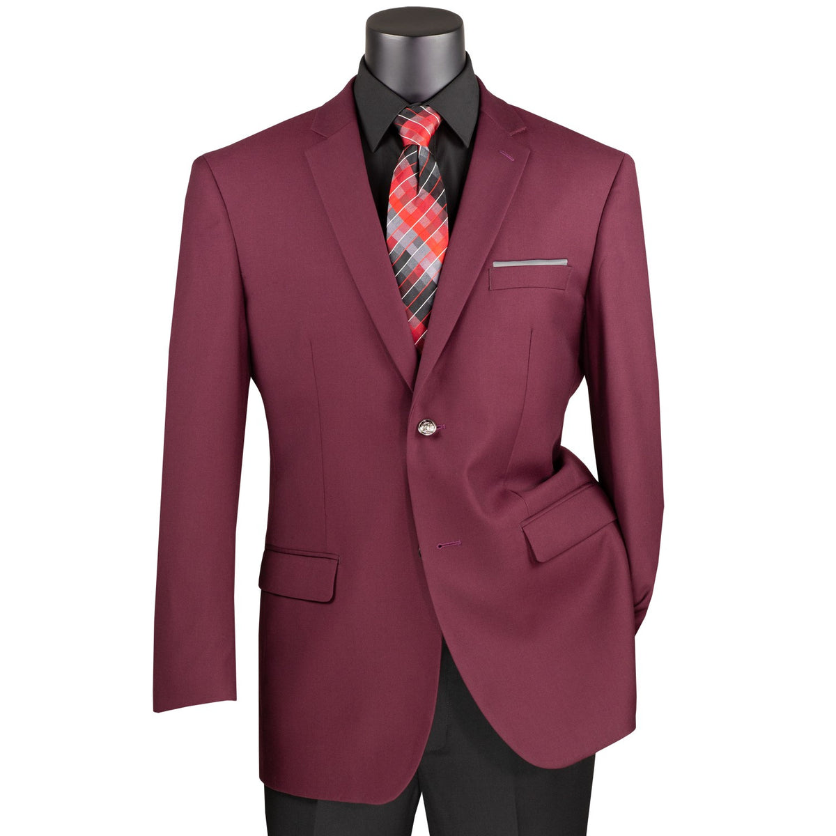 Chiccheto Collection- Burgundy Solid Color Single Breasted Regular Fit –  Suits & More