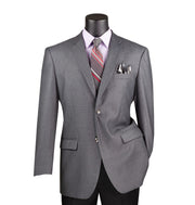 Solid Color Single Breasted Regular Fit Blazer - Medium Grey