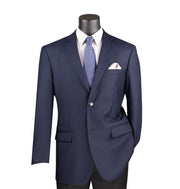Solid Color Single Breasted Regular Fit Blazer - Navy