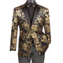 Orionis Collection: Black & Gold Paisley Embossed Satin Peak Lapel Velvet Blazer – Modern Fit