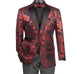 Orionis Collection: Red Paisley Embossed Satin Peak Lapel Velvet Blazer – Modern Fit