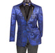 Orionis Collection: Blue Paisley Embossed Satin Peak Lapel Velvet Blazer – Modern Fit