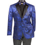 Orionis Collection: Blue Paisley Embossed Satin Peak Lapel Velvet Blazer – Modern Fit