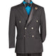 Men's Double Breasted Satin Peak Lapel Modern Fit Blazer with Bow Tie - Black