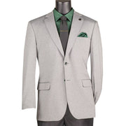 Men's Light Grey Regular Fit Stretch Sport Coat Blazer with Textured Weave