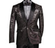 Maia Collection: Black Floral Jacquard Slim Fit Blazer