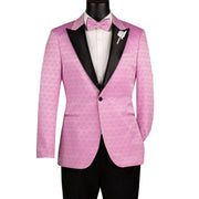 Men's Lilac Fancy Jacquard Blazer with Matching Bow Tie - Slim Fit