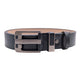 Men's Genuine Leather Geometric Buckle Belt - Black