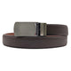Men's Genuine Leather Ratchet Belt with Removeable Textured Grey Buckle - Brown