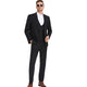 3-Piece Skinny Fit Solid Suit with Peak Lapel Vest - Black by Tazzio