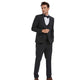 Men’s 3-Piece Skinny Fit Birdseye Suit with Satin Shawl Lapel - Black by Tazzio