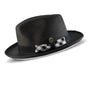 Vintage Charm Collection: Black White Bottom Fedora Dress Hat with Plaid Grosgrain Ribbon